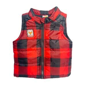 Baby Vest Healthtex 12 Month Buffalo Plaid Puff Red Black Little Explorer Zipper